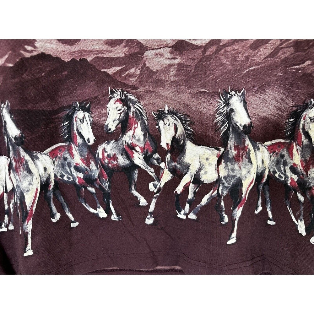 Kith T Shirt Horses Mountains Burgundy Red 100% Cotton Rare Size Men’s M Graphic - Picture 2 of 9